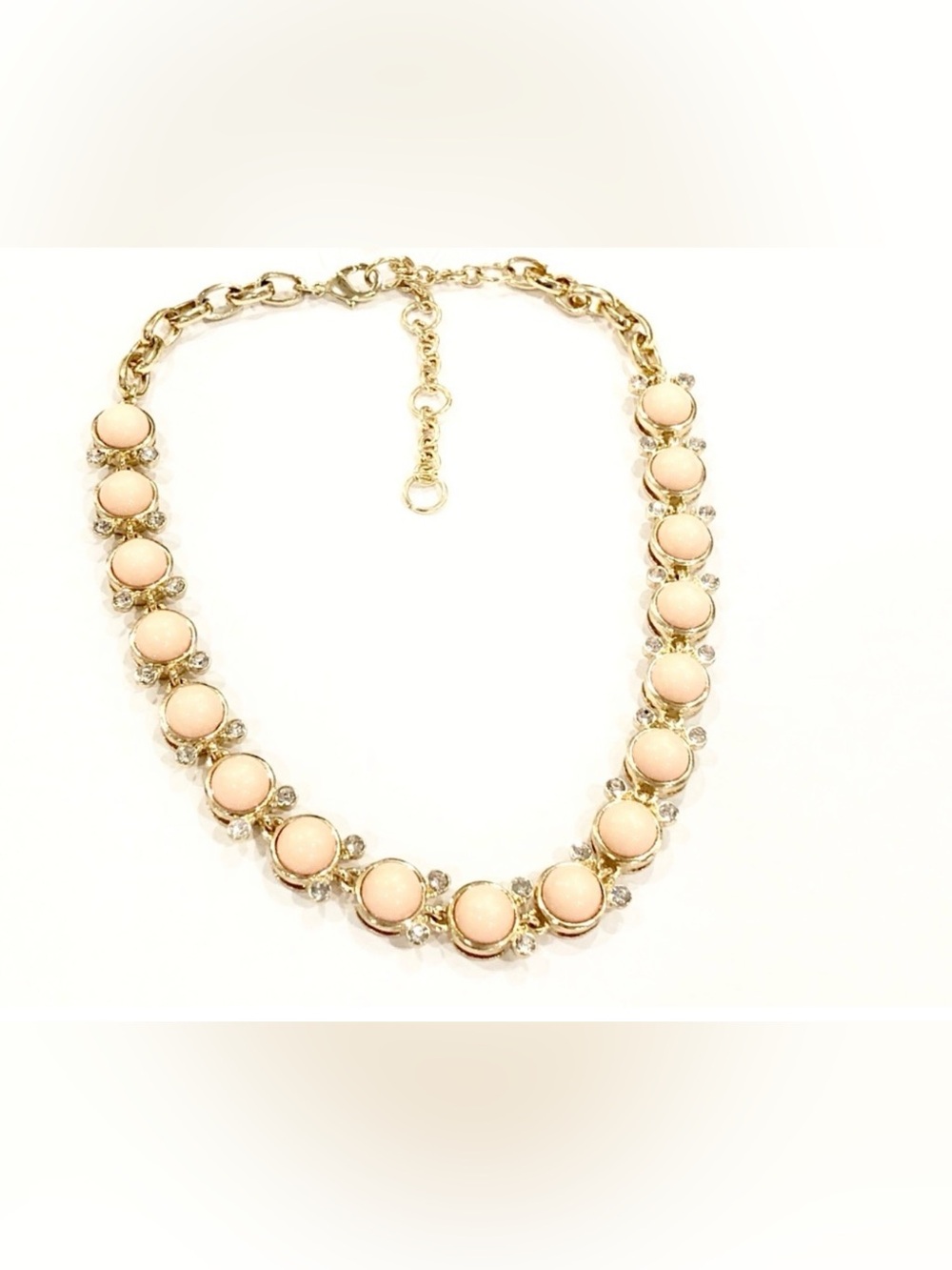 Gold-Tone Pink Necklace with Crystal Accents